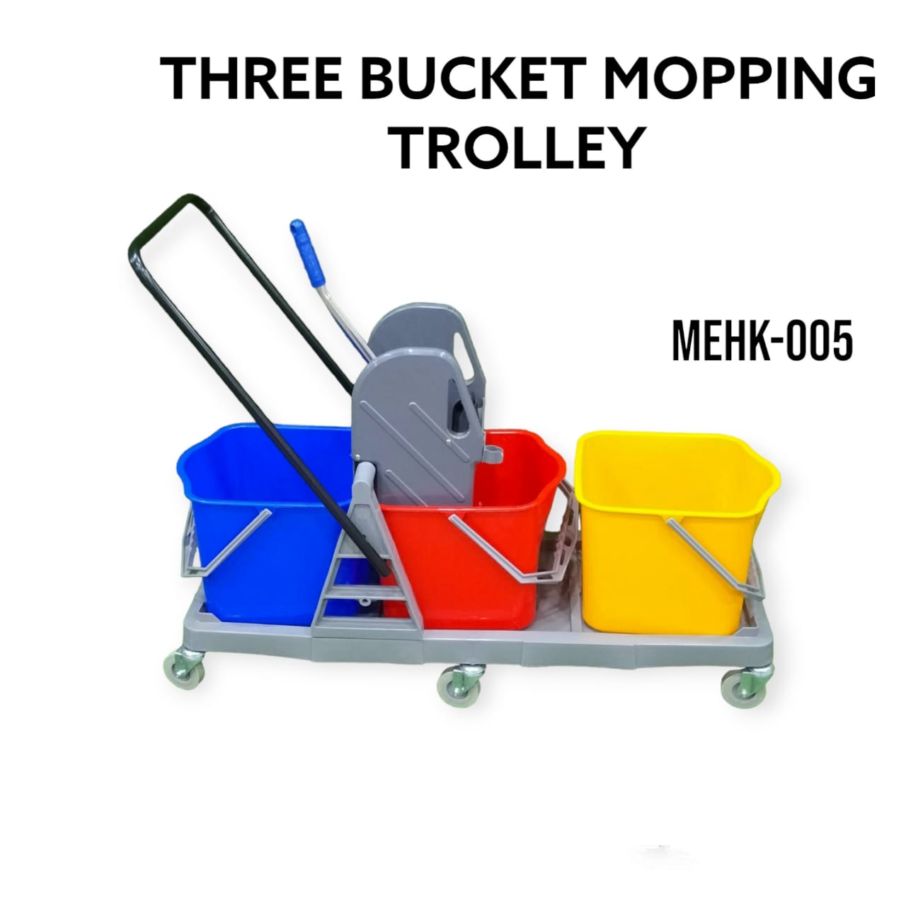 THREE BUCKET MOPPING TROLLEY